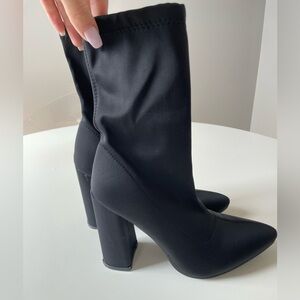 Black Heeled Sock Boots